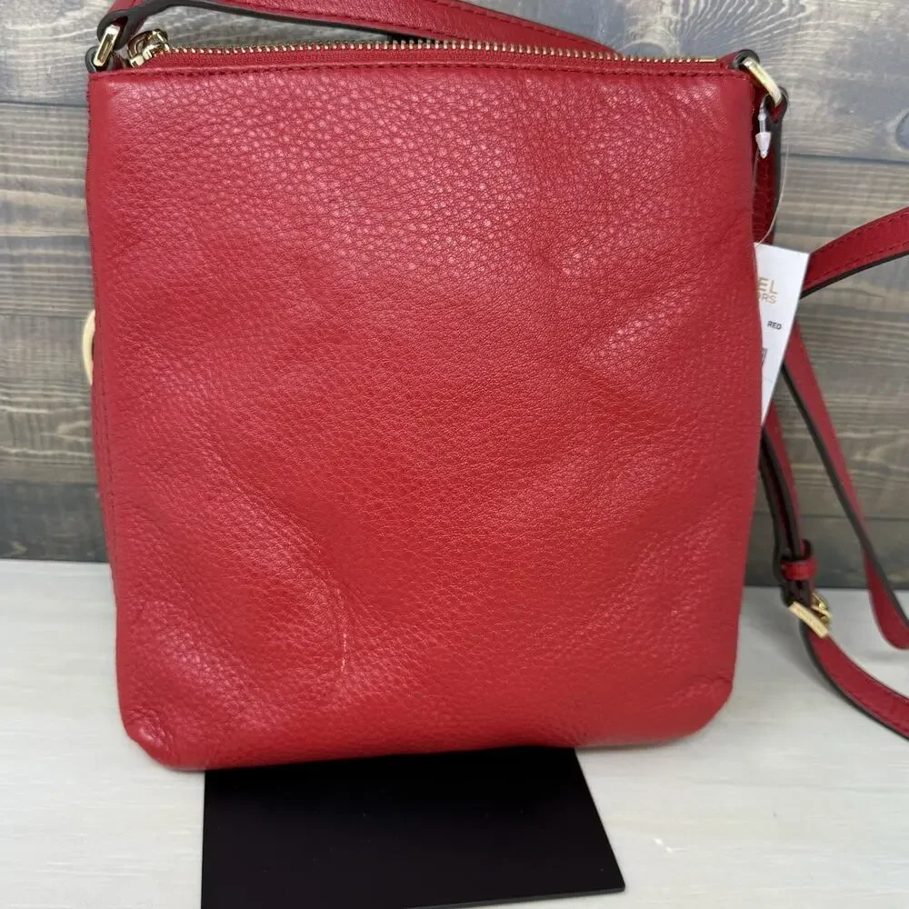 Michael Kors Camden Red Leather Drawstring Crossbody Bag
